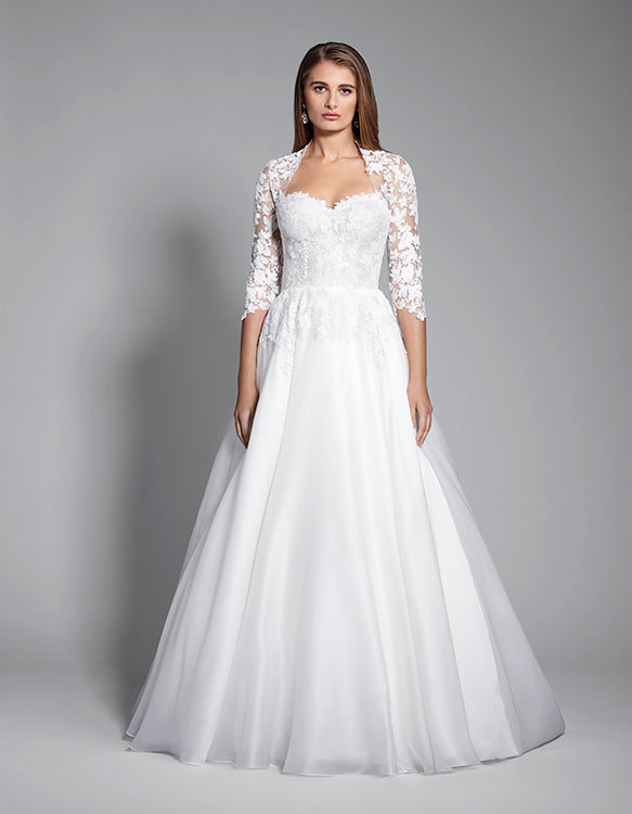 Allegro 3/4 Length Sleeve Shrug Designer Wedding Dress from Caroline  Castigliano