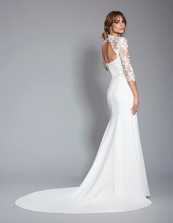 black long dress v neck Sexy Black V-Neck Side Slit Long Sleeves Mermaid Formal Long Prom Dress main image 1