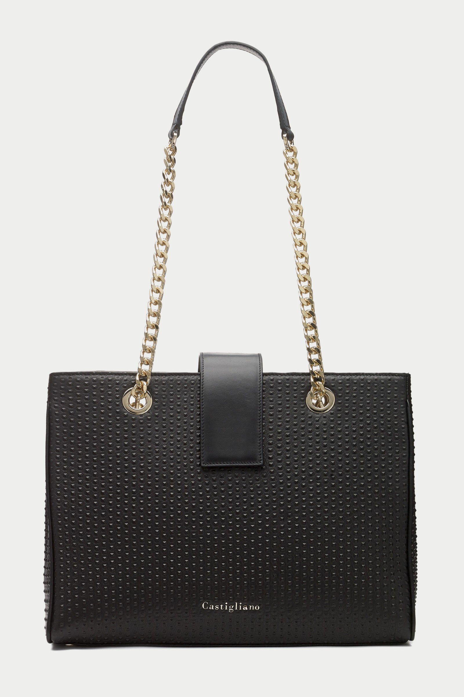 Francine BLACK Embossed Leather Handbag