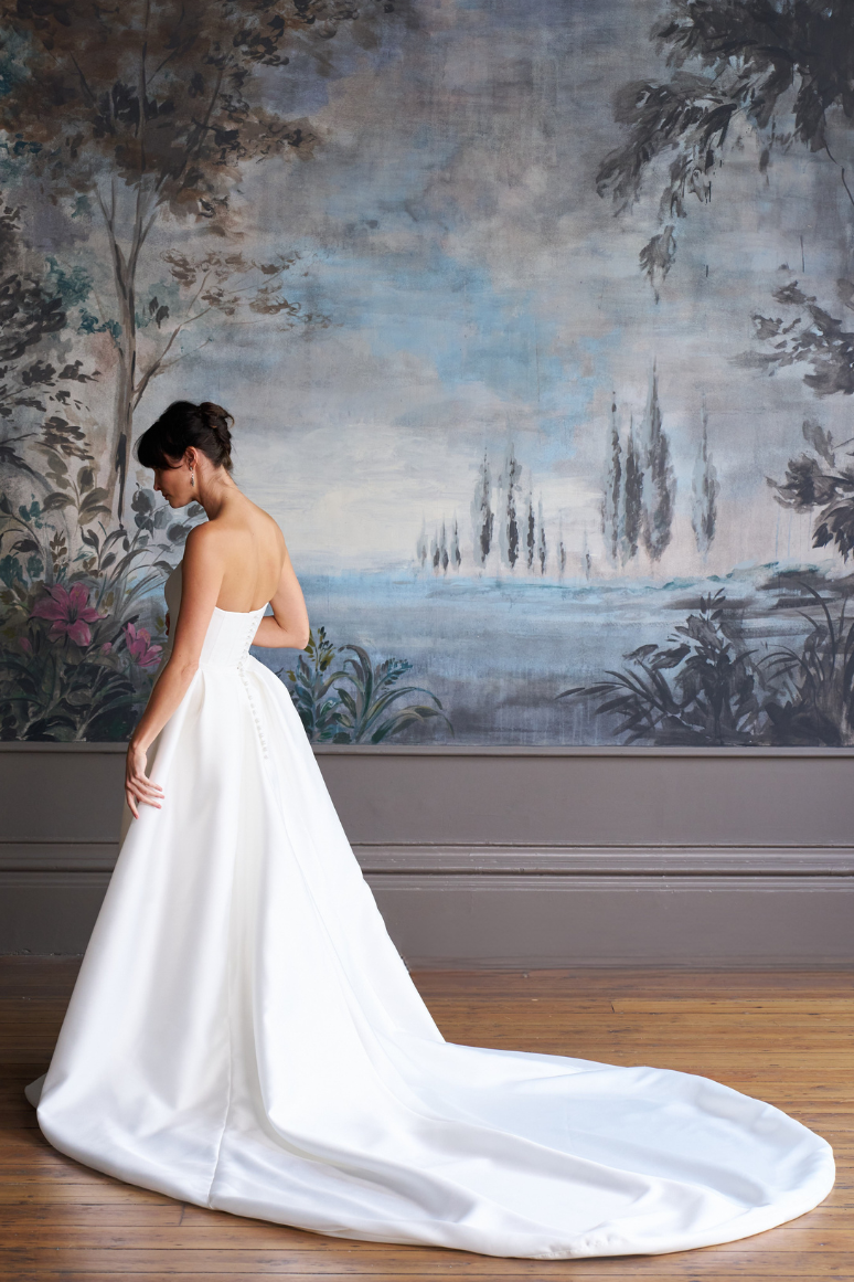 Aurora Rose Mikado Bridal Train