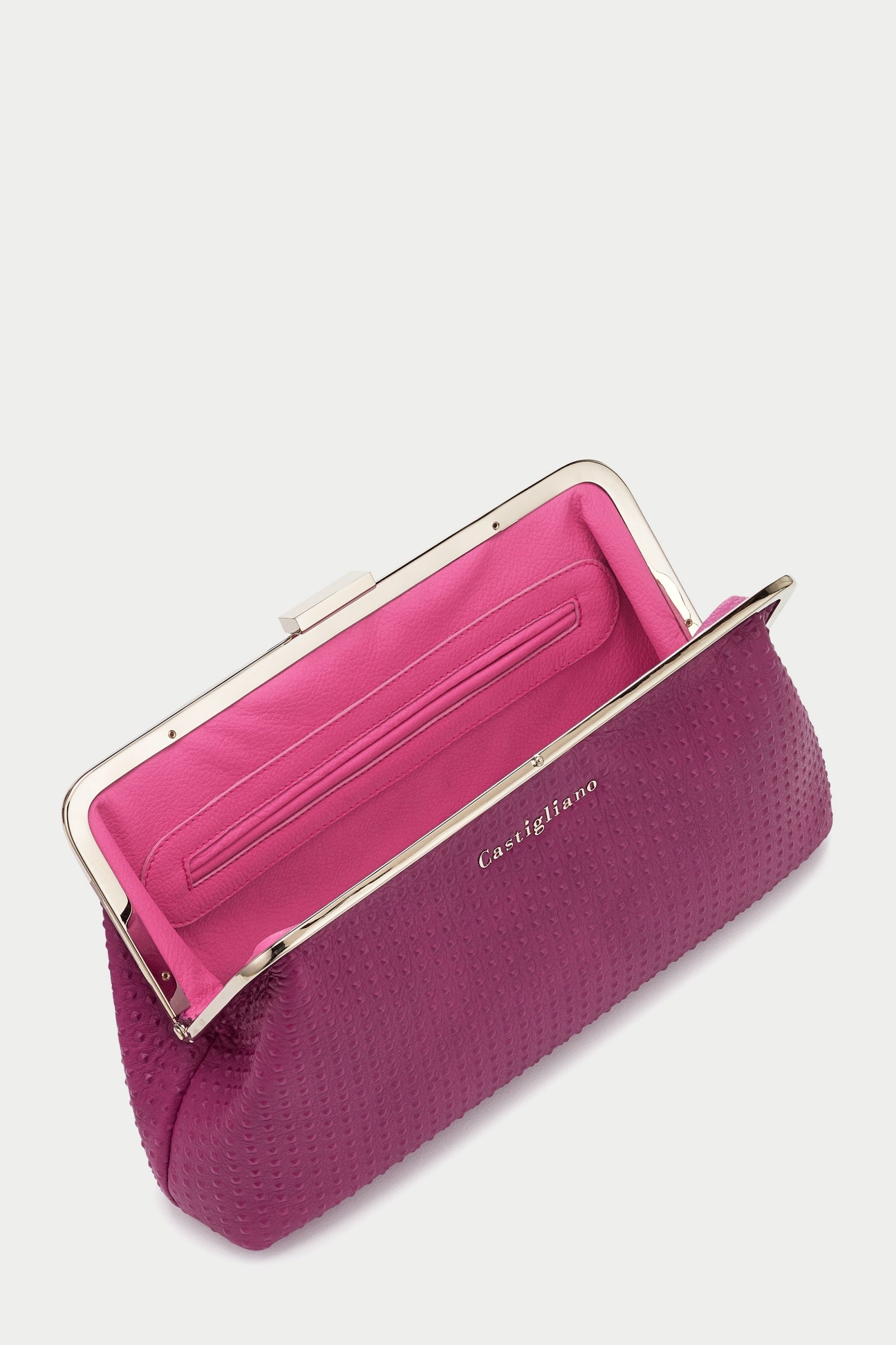 IVY BOSS PRINT FUXIA Leather Clutch