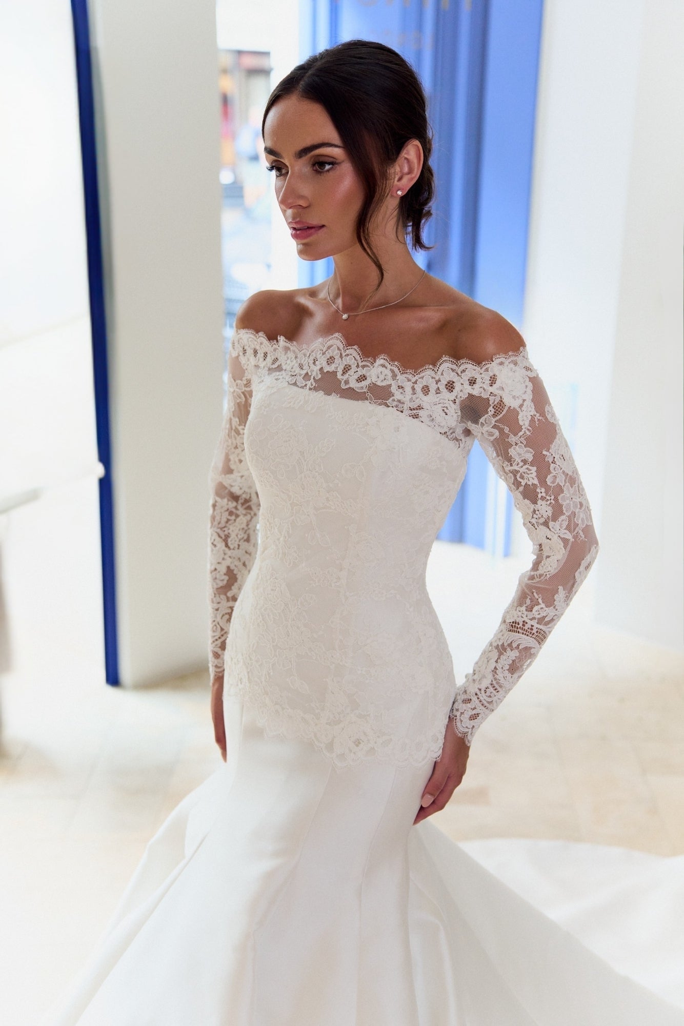 fitted lace wedding dress Svetla Strapless Floral Applique Fit & Flare Bridal Wedding Dress Off White & Nude / 4 USA