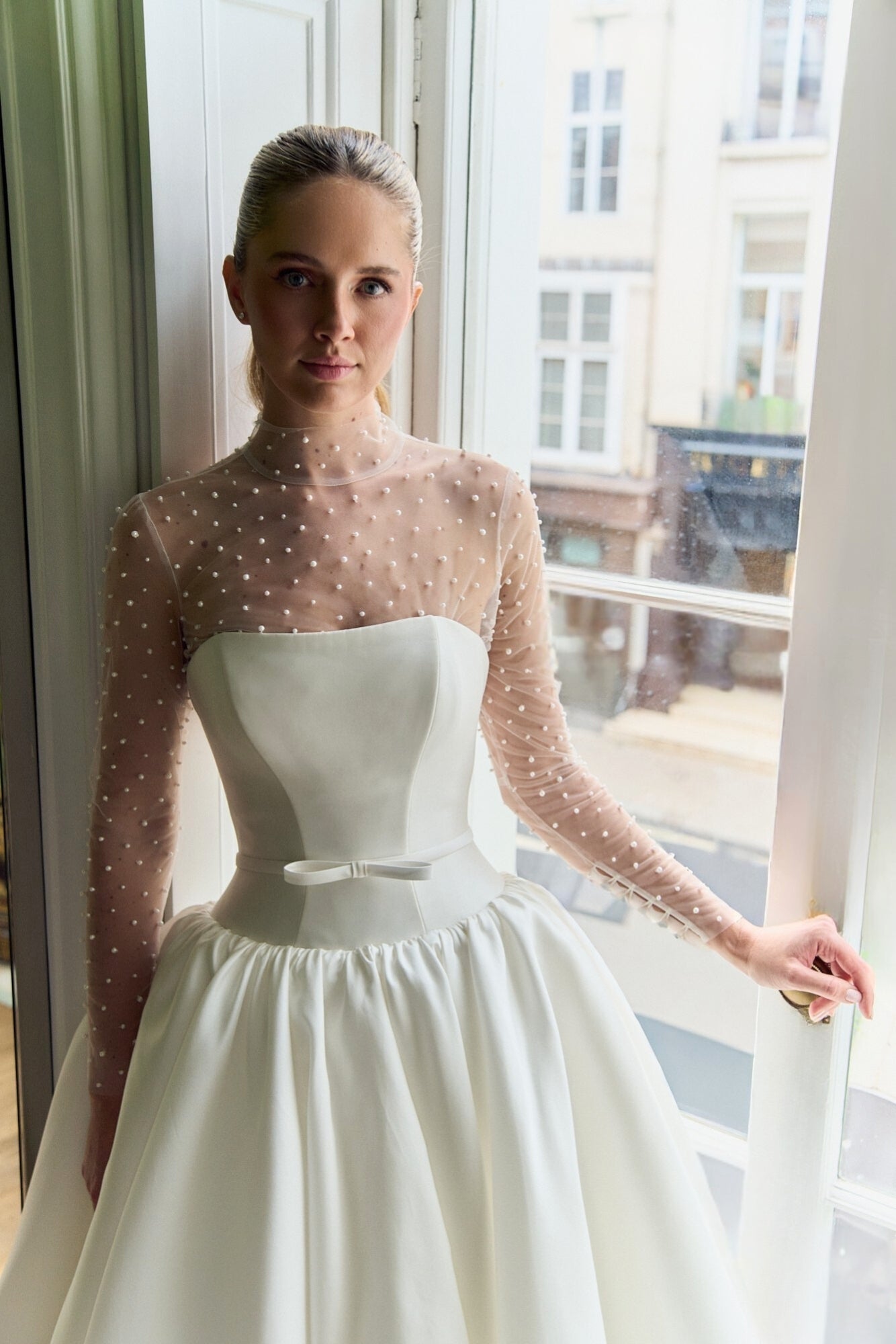 Velvet Orchid: Mikado Dropped-Waist Wedding Dress