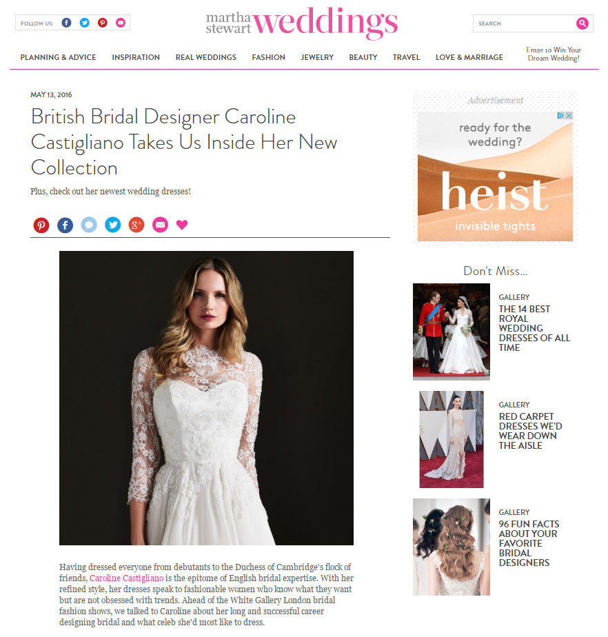 Caroline Castigliano featured on Martha Stewart Weddings