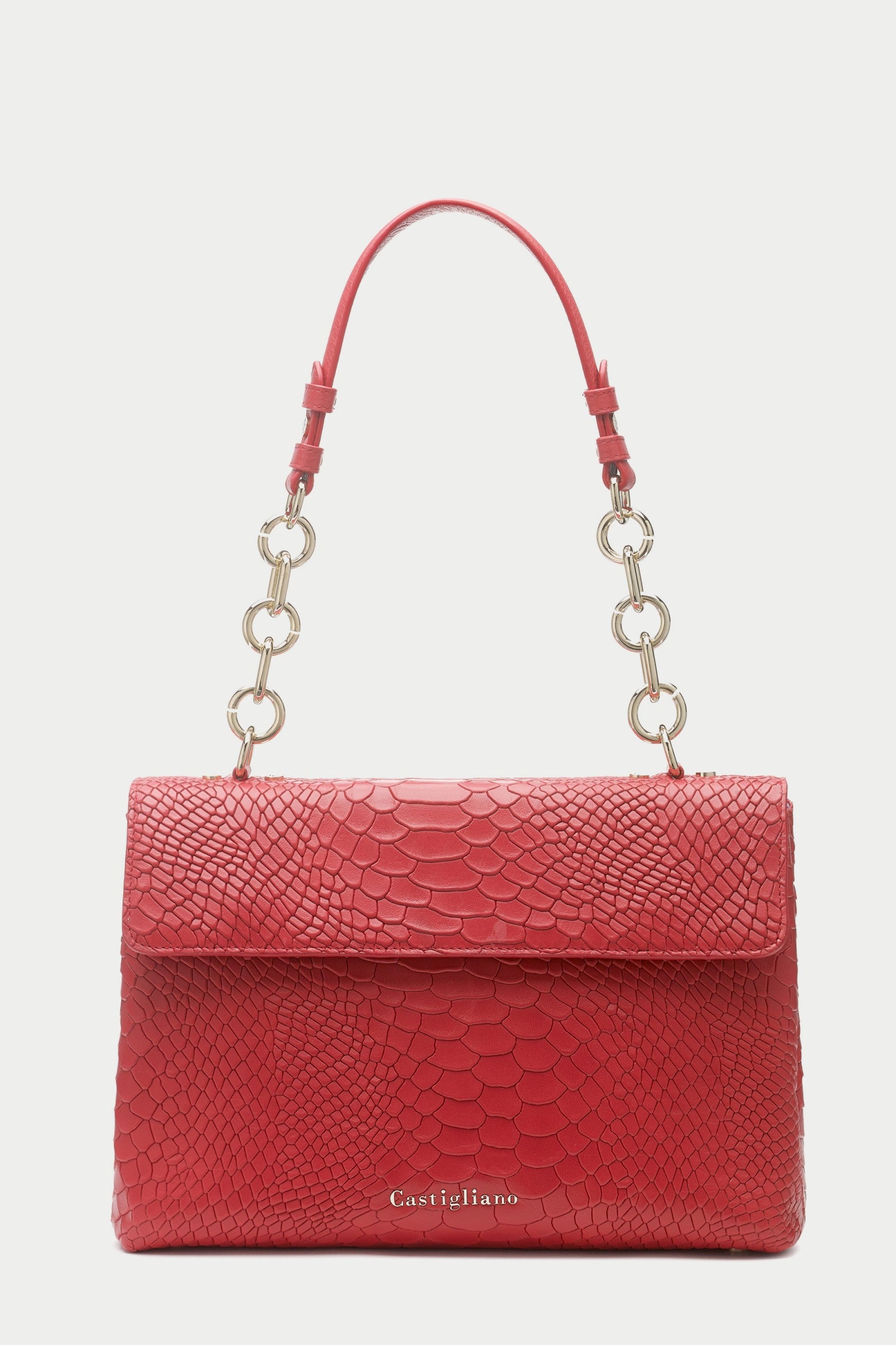 Briella ANACONDA LIPSTICK Red Leather Handbag