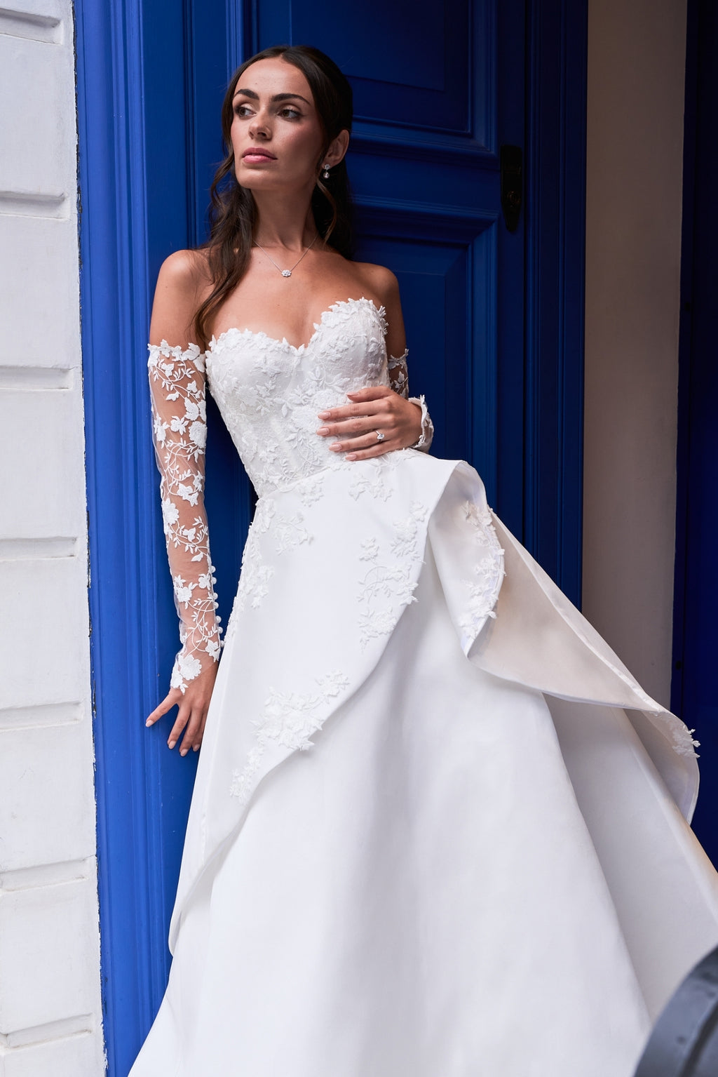 rose design wedding dress Eternal - Mikado Lace Ball gowns Style:Mountain Pine indie brands Trisha ” Denim Lace sparkly sequins with off