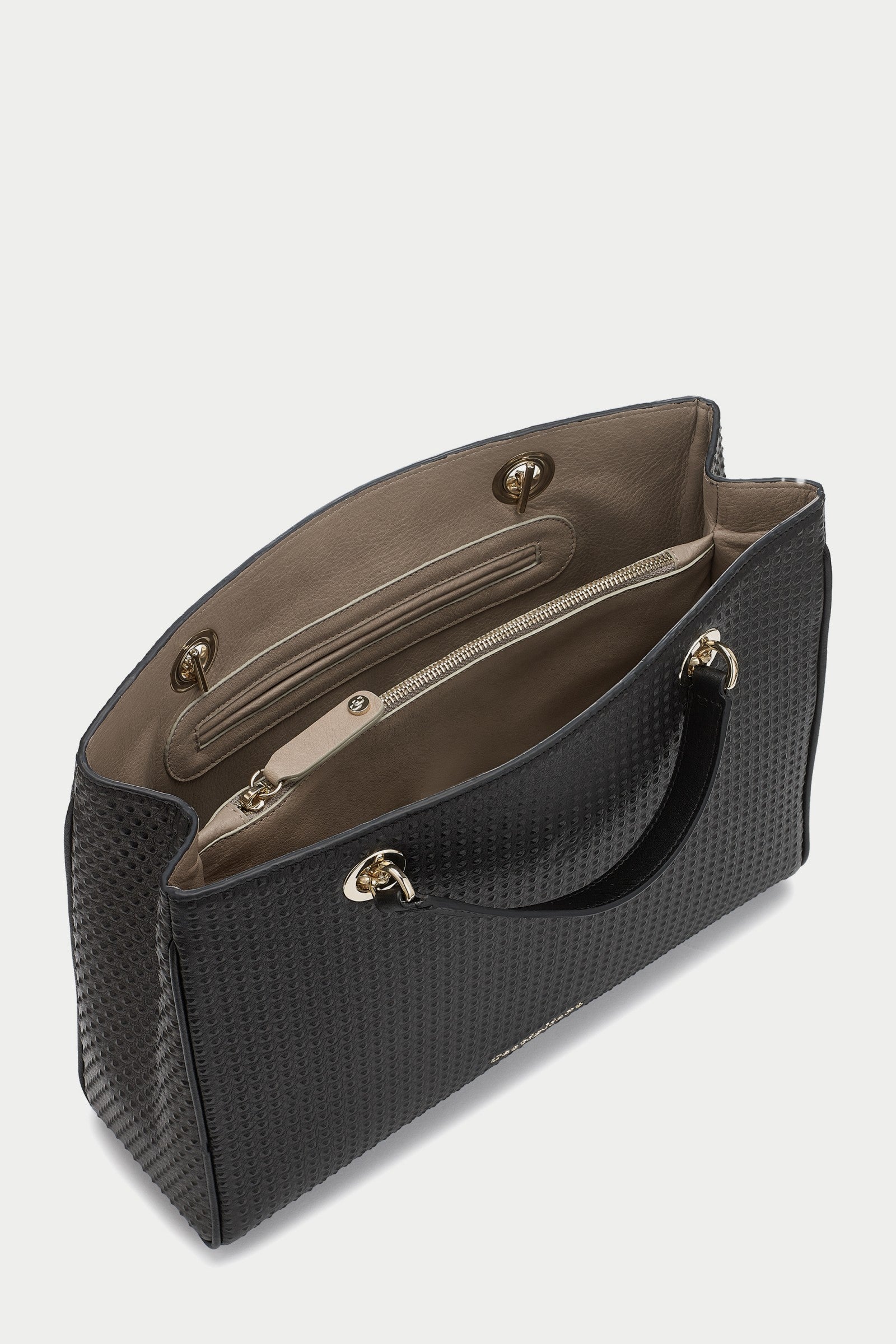 Francine BLACK Embossed Leather Handbag