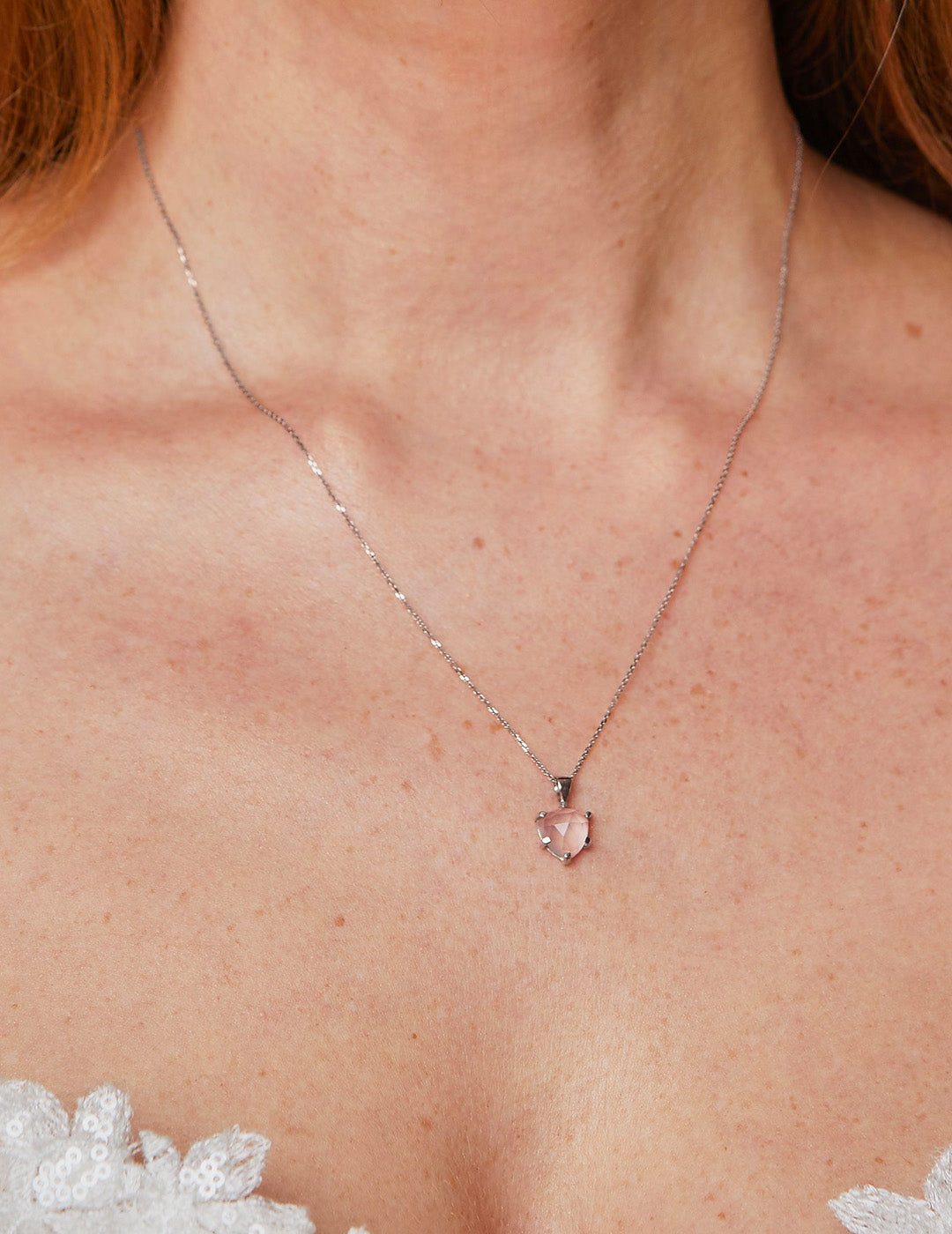 Limited Edition Rose Quartz Necklace - White Gold