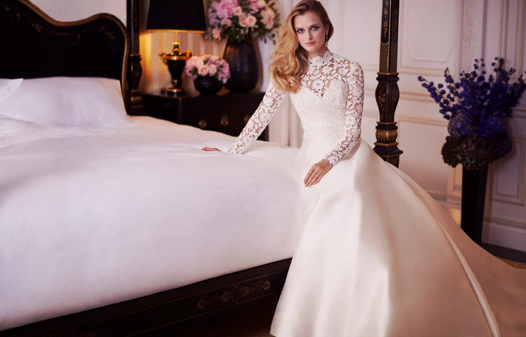Tranquility with Jubilee shrug Designer Wedding Dress from Caroline  Castigliano | Caroline Castigliano