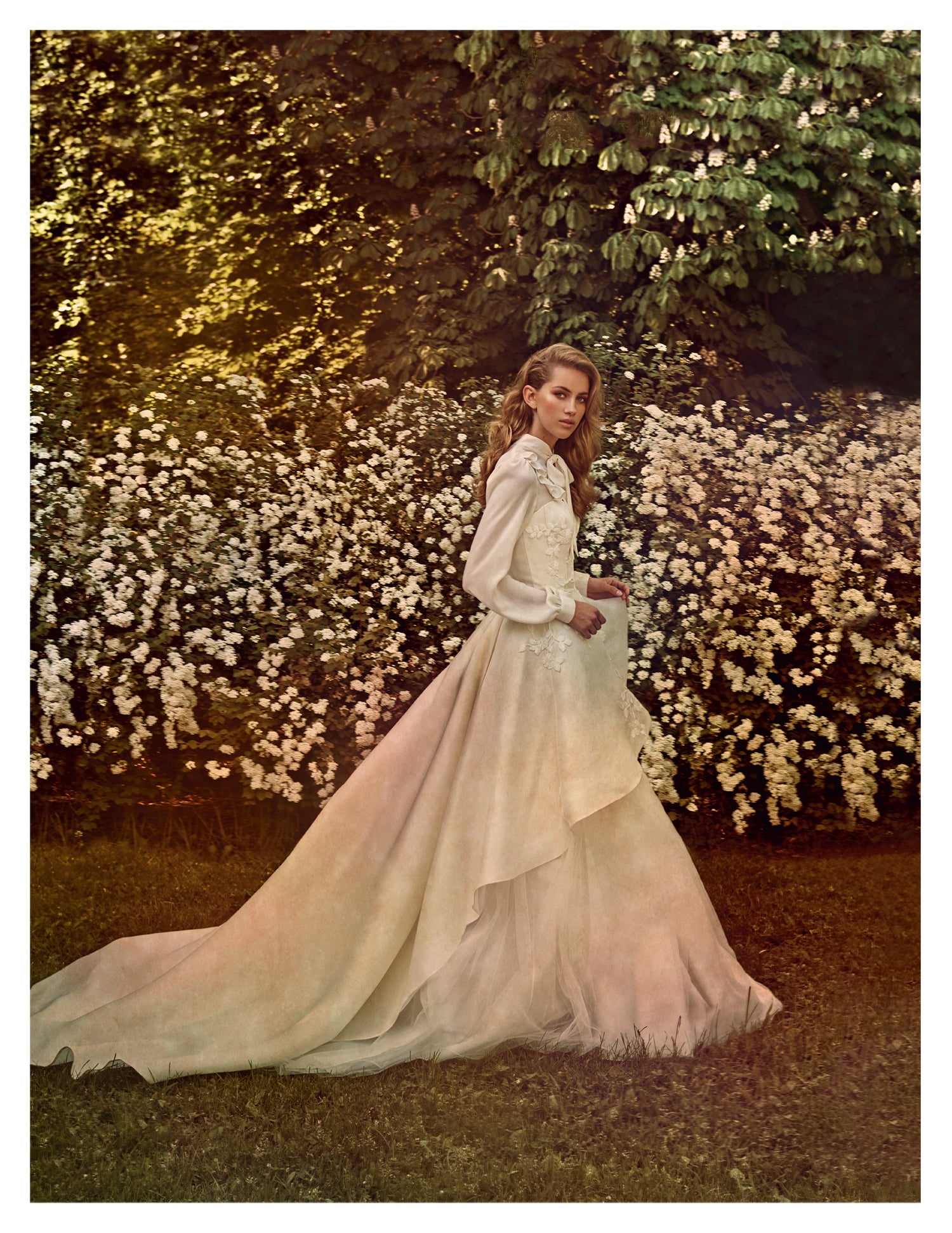 Brides UK cover designer wedding dress by Caroline Castigliano