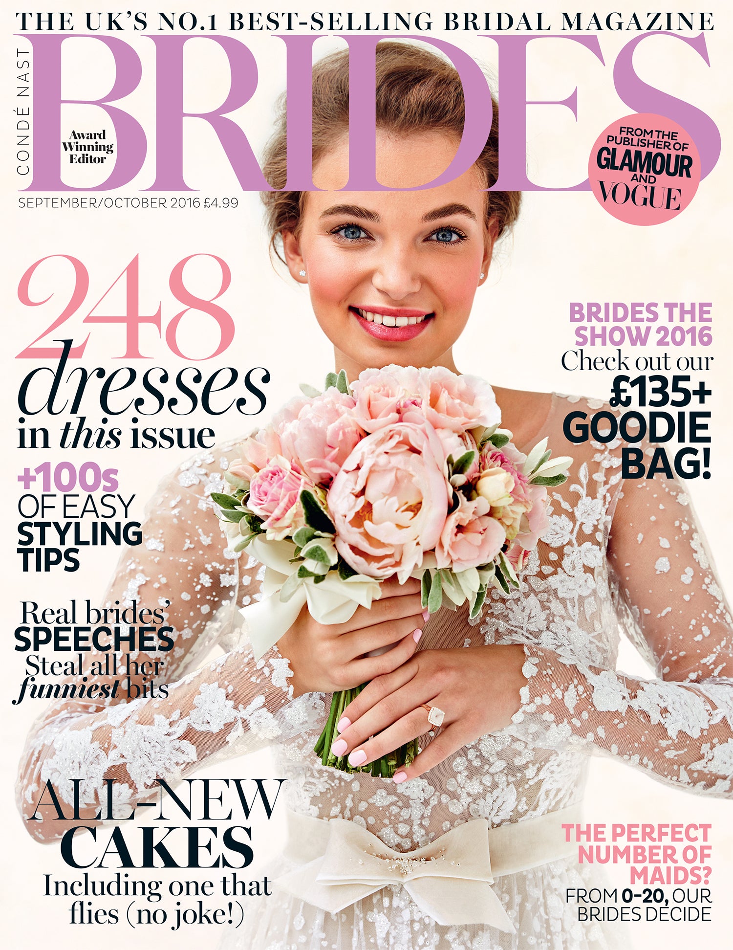Brides UK cover designer wedding dress by Caroline Castigliano