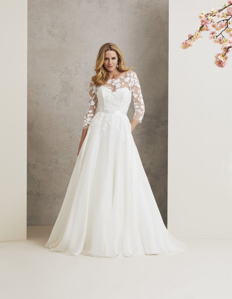 Burgundy designer wedding dress by Caroline Castigliano