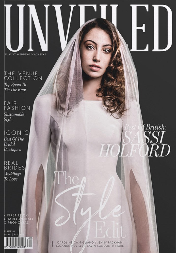 Unveiled Magazine Cover designer wedding dress by Caroline Castigliano