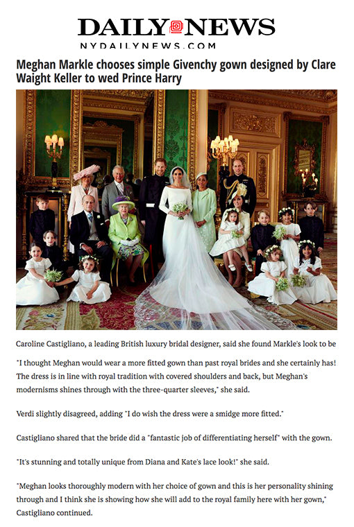 Royal Wedding designer wedding dress by Caroline Castigliano