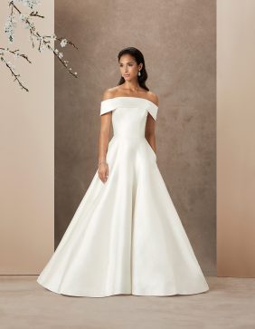 Claret luxury wedding gown by Caroline Castigliano